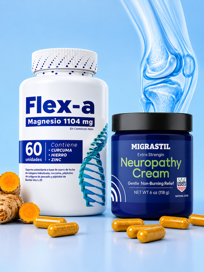Flex-a™ + MigraStil™ | Fórmula Avanzada para Articulaciones, Músculos, Huesos y Alivio Neuropático
