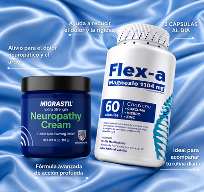 Flex-a™ + MigraStil™ | Fórmula Avanzada para Articulaciones, Músculos, Huesos y Alivio Neuropático