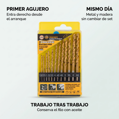 Kit Profesional de Brocas | 13 Medidas en un Solo Estuche