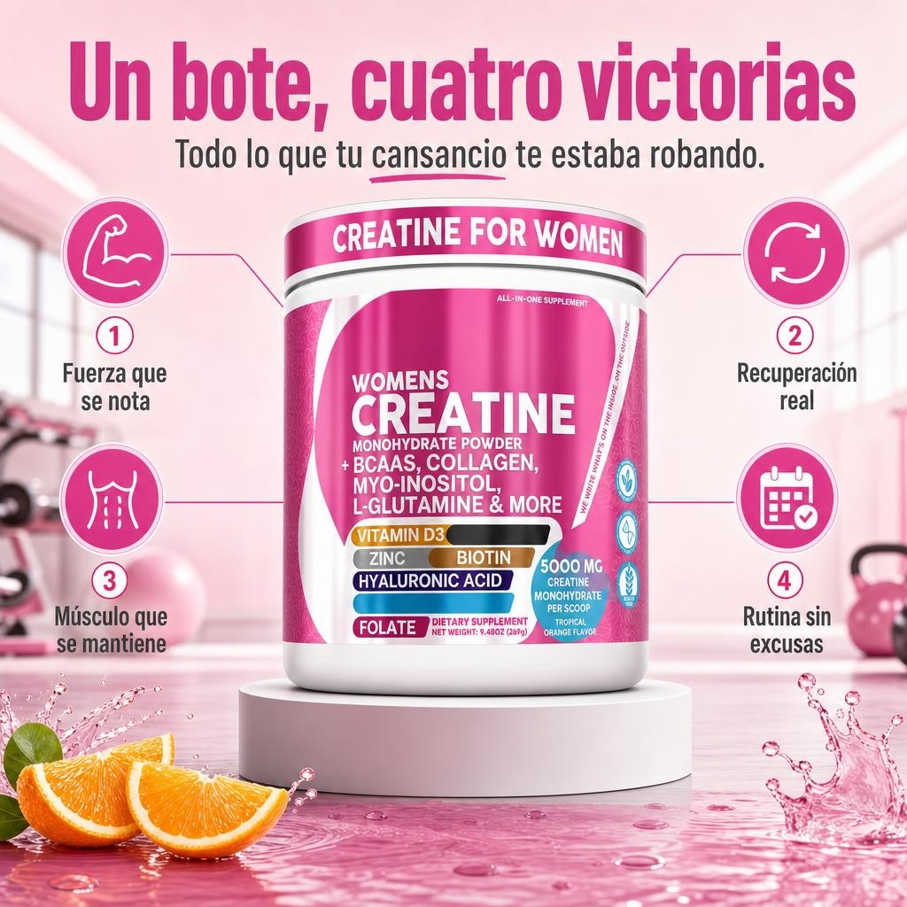 💗 Women’s Creatine 5.000 mg  Creatina + Colágeno + BCAA | Fórmula Integral para Mujeres